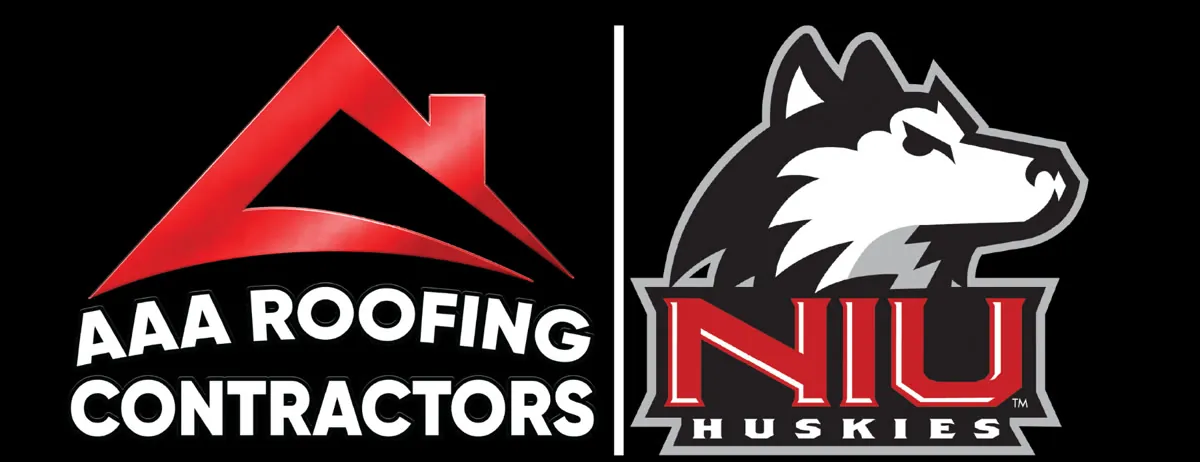 AAA Roofing Contractors and NIU Huskies logos